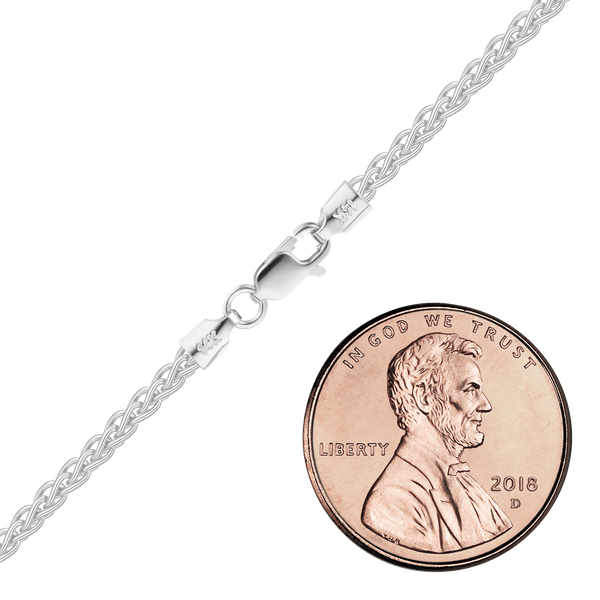 Finished Wheat Anklet in 14K White Gold (1.25 mm - 2.00 mm)