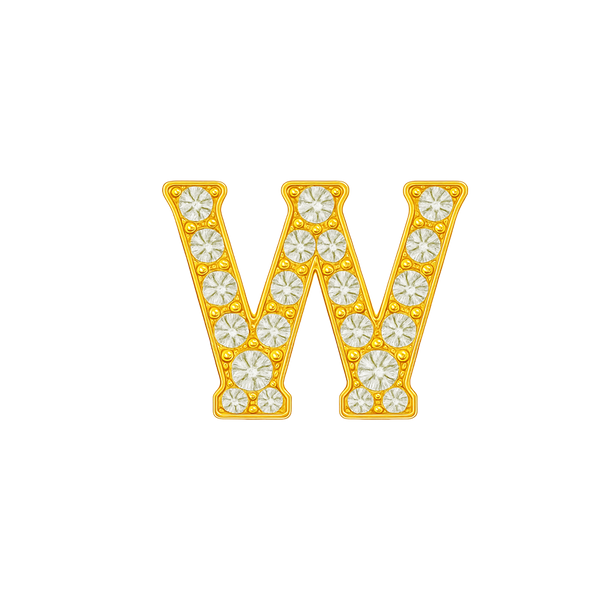 Large Initial Charm with Natural Diamonds Finding in 14K Gold (8 mm)