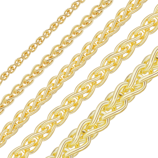 Bulk / Spooled Wheat Chain in 14K Yellow Gold (1.25 mm - 3.50 mm)