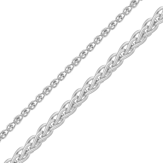 Bulk / Spooled Wheat Chain in 14K White Gold (1.25 mm - 2.00 mm)