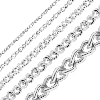 Bulk / Spooled Wheat Curb Chain in Sterling Silver (1.00 mm - 4.40 mm)