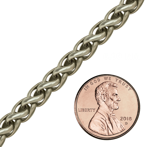 Bulk / Spooled Wheat Oval Chain in Titanium (4.00 mm - 6.00 mm)
