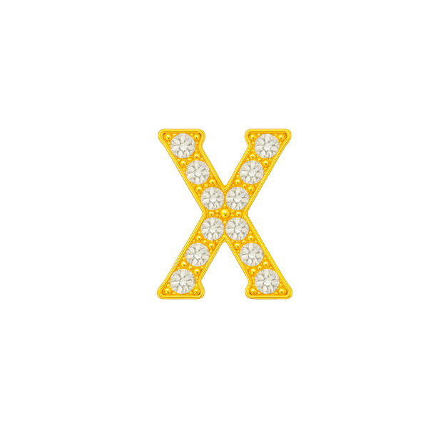 Large Initial Charm with Natural Diamonds Finding in 14K Gold (8 mm)