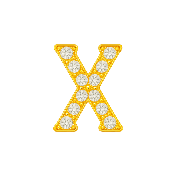 Large Initial Charm with Natural Diamonds Finding in 14K Gold (8 mm)