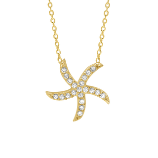Starfish Necklace with Cubic Zirconia in Sterling Silver (17 x 17 mm)