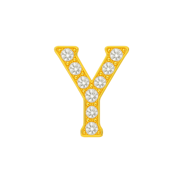 Large Initial Charm with Natural Diamonds Finding in 14K Gold (8 mm)