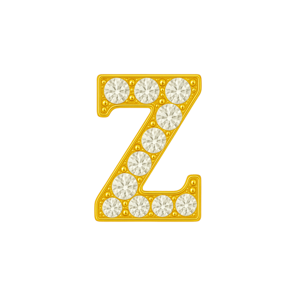 Large Initial Charm with Natural Diamonds Finding in 14K Gold (8 mm)