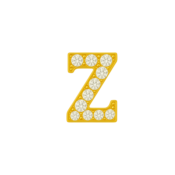 Large Initial Charm with Natural Diamonds Finding in 14K Gold (8 mm)