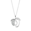 Feet Necklace with Cubic Zirconia in Sterling Silver (15 x 15 mm)