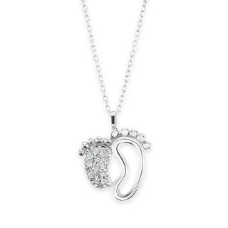 Feet Necklace with Cubic Zirconia in Sterling Silver (15 x 15 mm)