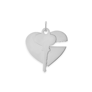 Heart and Key Charm in Sterling Silver (29 x 25mm)