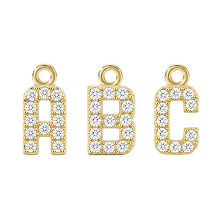 Small Initial Charm with Lab Grown Diamonds with 1 Jump Ring (.005 ct)