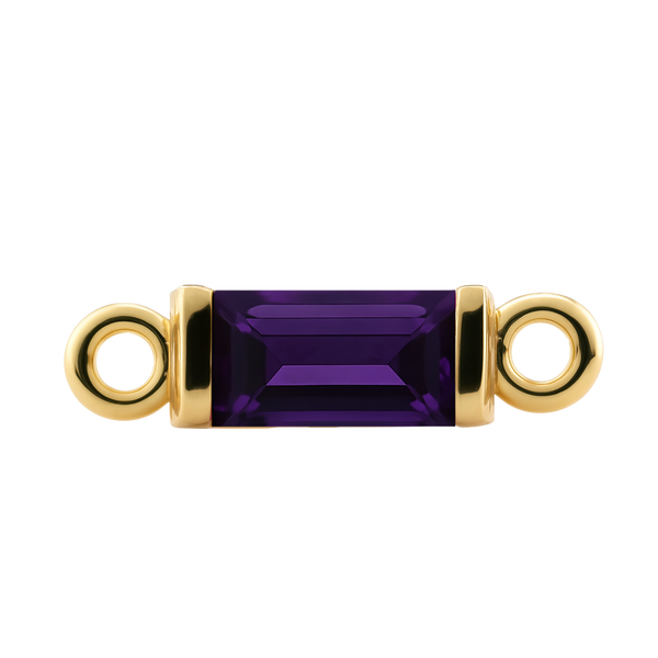 Diamond or Gemstone Baguette Bezel Bracelet/Necklace Charm in 14K Yellow Gold