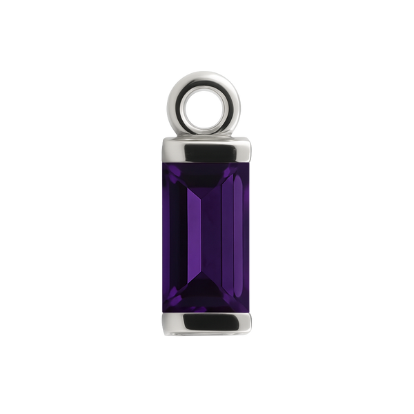 Diamond or Gemstone Baguette Bezel Drop Charm in 14K White Gold