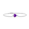 Diamond or Gemstone Heart Bezel Charm in 14K White Round Cable Bracelet
