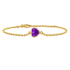 Diamond or Gemstone Heart Bezel Charm in 14K Yellow Round Cable Bracelet
