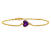 Diamond or Gemstone Heart Bezel Charm in 14K Yellow Round Cable Bracelet
