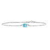Diamond or Gemstone Square Bezel Charm in 14K White Diamond Cut Cable Bracelet
