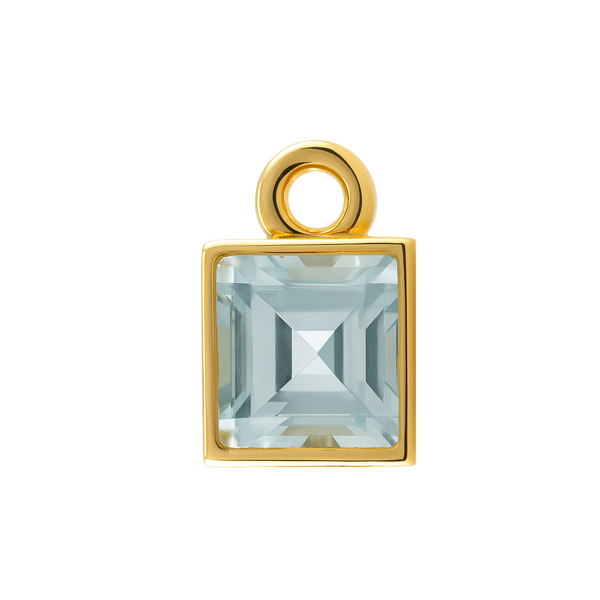 Diamond or Gemstone Square Bezel Drop Charm in 14K Yellow Gold