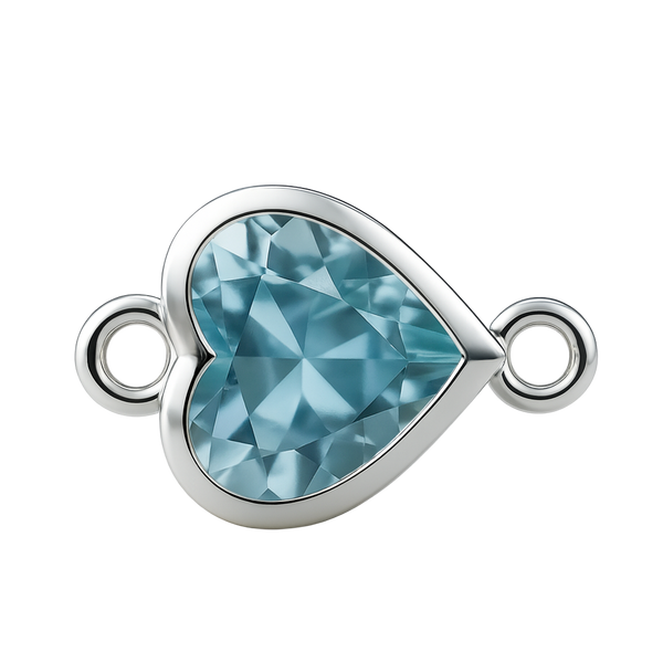 Diamond or Gemstone Heart Bezel Bracelet/Necklace Charm in 14K White Gold