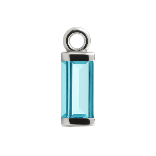 Diamond or Gemstone Baguette Bezel Drop Charm in 14K White Gold