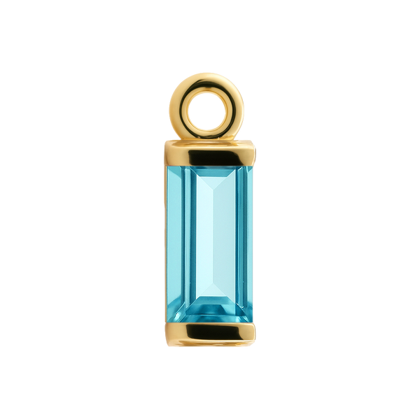 Diamond or Gemstone Baguette Bezel Drop Charm in 14K Yellow Gold