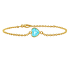 Diamond or Gemstone Heart Bezel Charm in 14K Yellow Round Cable Bracelet