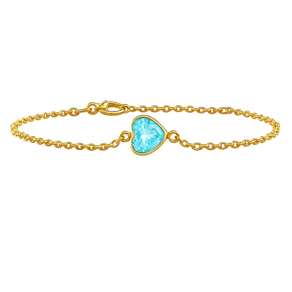 Diamond or Gemstone Heart Bezel Charm in 14K Yellow Round Cable Bracelet