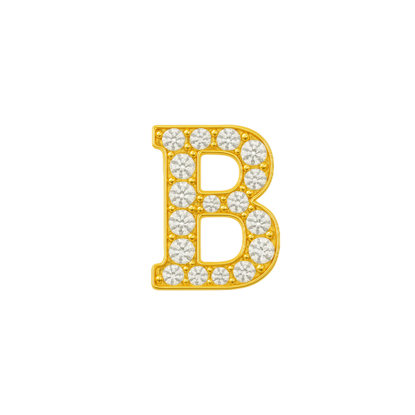 Large Initial Charm with Natural Diamonds Finding in 14K Gold (8 mm)