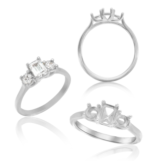 Emerald Shape Lucida 4 Prong with Side Stones