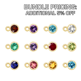 Diamond or Gemstone 12 Month Bezel Charm Bundle in 14K Gold