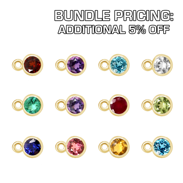 Diamond or Gemstone 12 Month Bezel Charm Bundle in 14K Gold