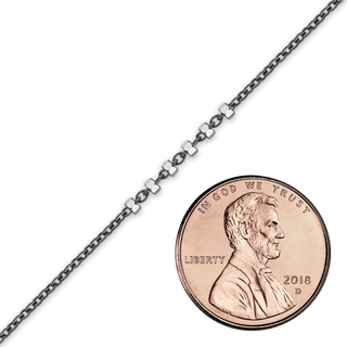 Bulk / Spooled Black Ruthenium Multi-Studded (Satellite) Cable Chain in Sterling Silver (1.70 mm)