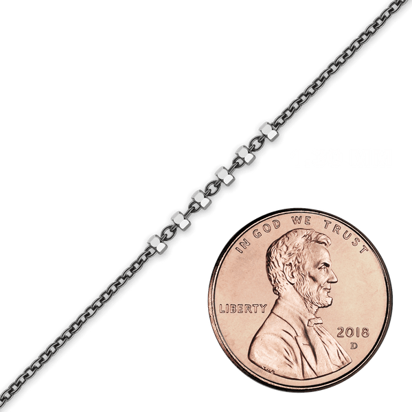 Bulk / Spooled Black Ruthenium Multi-Studded (Satellite) Cable Chain in Sterling Silver (1.70 mm)