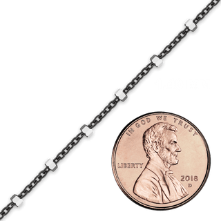 Bulk / Spooled Black Ruthenium Studded (Satellite) Cable Chain in Sterling Silver (1.40 mm)