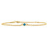 Diamond or Gemstone Round Bezel Charm in 14K Yellow Round Cable Bracelet