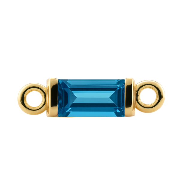 Diamond or Gemstone Baguette Bezel Bracelet/Necklace Charm in 14K Yellow Gold