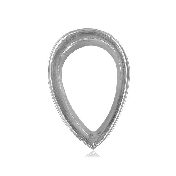 Pear Shape Tapered Bezels With Airline in Sterling Silver (2.50 x 1.25 mm - 13.50 x 9.00 mm)