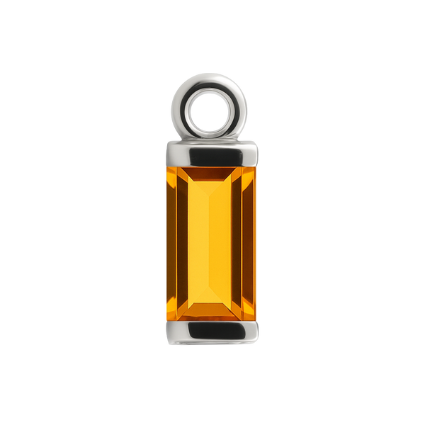 Diamond or Gemstone Baguette Bezel Drop Charm in 14K White Gold