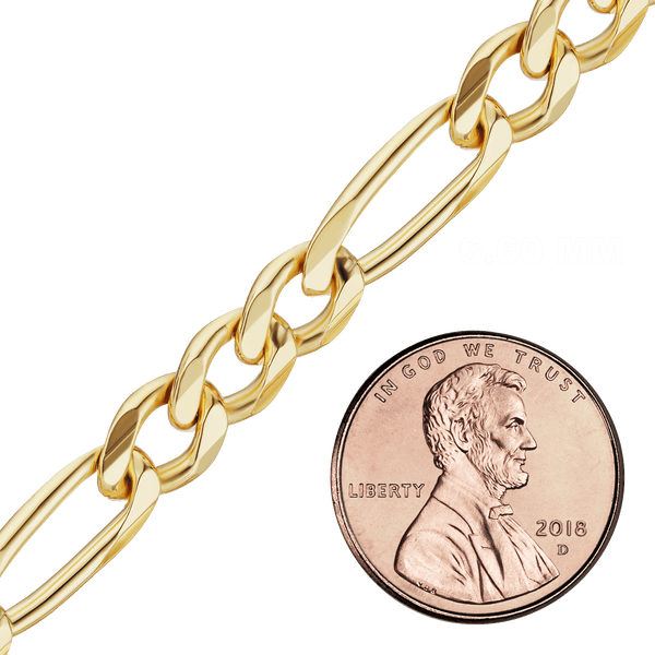 Bulk / Spooled Classic Figaro Hollow Chain in 14K Yellow Gold (4.80 mm - 6.60 mm)