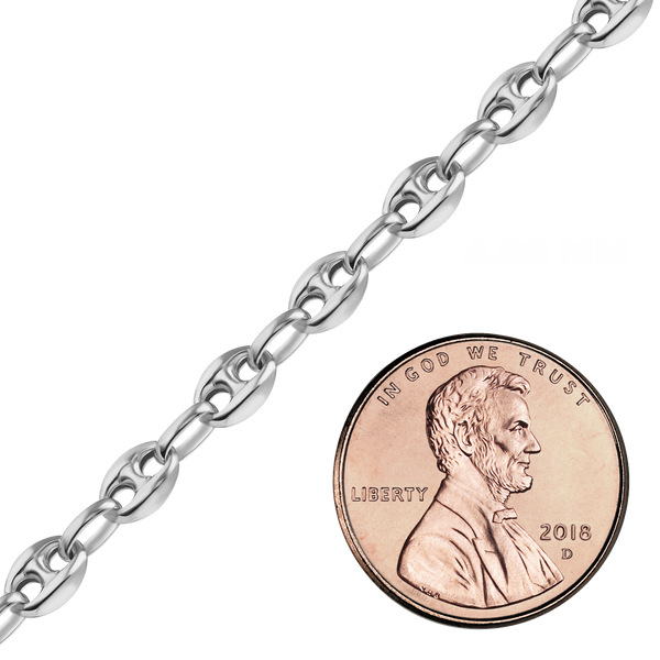 Bulk / Spooled Classic Puffed Mariner Link Semi-Solid Chain in Sterling Silver (4.50 mm - 8.00 mm)