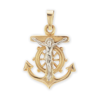 Sterling Silver Mariner Anchor Crucifix and Cross Pendant (22 x 16 mm)
