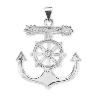 Sterling Silver Mariner Anchor Crucifix and Cross Pendant (39 x 31 mm)