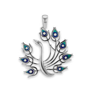 Peacock Charm in Sterling Silver (41 x 47mm)