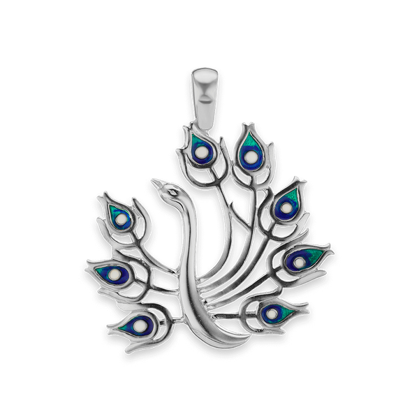 Peacock Charm in Sterling Silver (41 x 47mm)