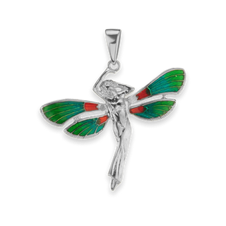 Woman with Butterfly Wings Charm in Sterling Silver (30 x 33mm)