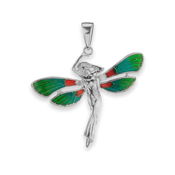 Woman with Butterfly Wings Charm in Sterling Silver (30 x 33mm)