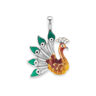 Peacock Charm in Sterling Silver (41 x 29mm)