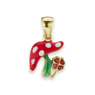 Mushroom with Flower Charm in Sterling Silver (18 x 11mm)