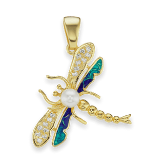 Dragonfly Charm with CZ's (27 x 21mm)